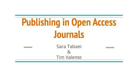 Publishing in Open Access Journals
