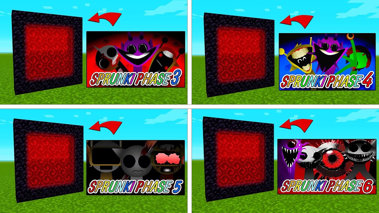 How To Make A Portal To The SPRUNKI Phase 3,4,5,6 Dimension in Minecraft PE