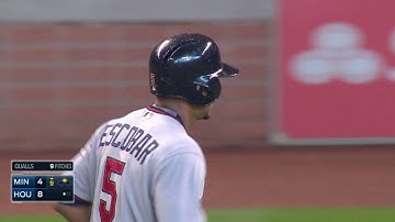 MIN@HOU: Escobar plates Plouffe with sac fly in 9th