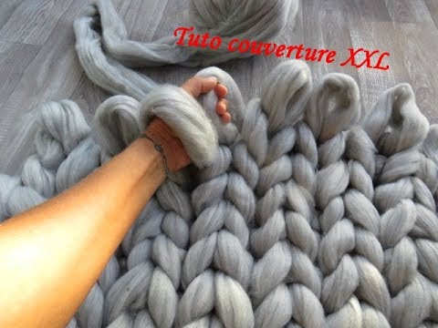 TUTO COUVERTURE XXL TRICOT AVEC LES MAINS Knit xxl blanket with hands  TEJIDO MANTA CON LAS MANOS 