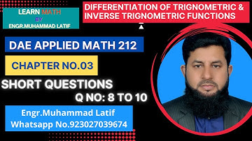 DAE Math 212||Chapter 3|| 2nd year ||Applied Mathematics- 212 ||Short Questions || Question 8 to 10
