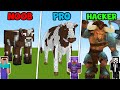 Minecraft REAL LIFE COW STATUE HOUSE BUILD CHALLENGE - NOOB vs PRO vs HACKER | Animation