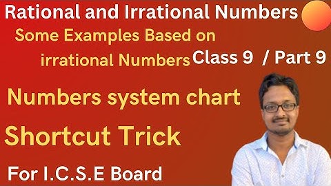 Class 9th Rational and Irrational Numbers | Part 9 | Numbers system chart | For I.C.S.E Board.