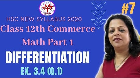 Differentiation Class12th Commerce New Syllabus 2020. Implicit functions.Ex3.4(Q.1) Krupa Vaidya