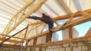 Satisfying Video of Workers Amazingly Building a Roof For GARAGE►4