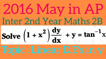 problem on linear Differential Equation In y in Telugu@maths naresh eclass