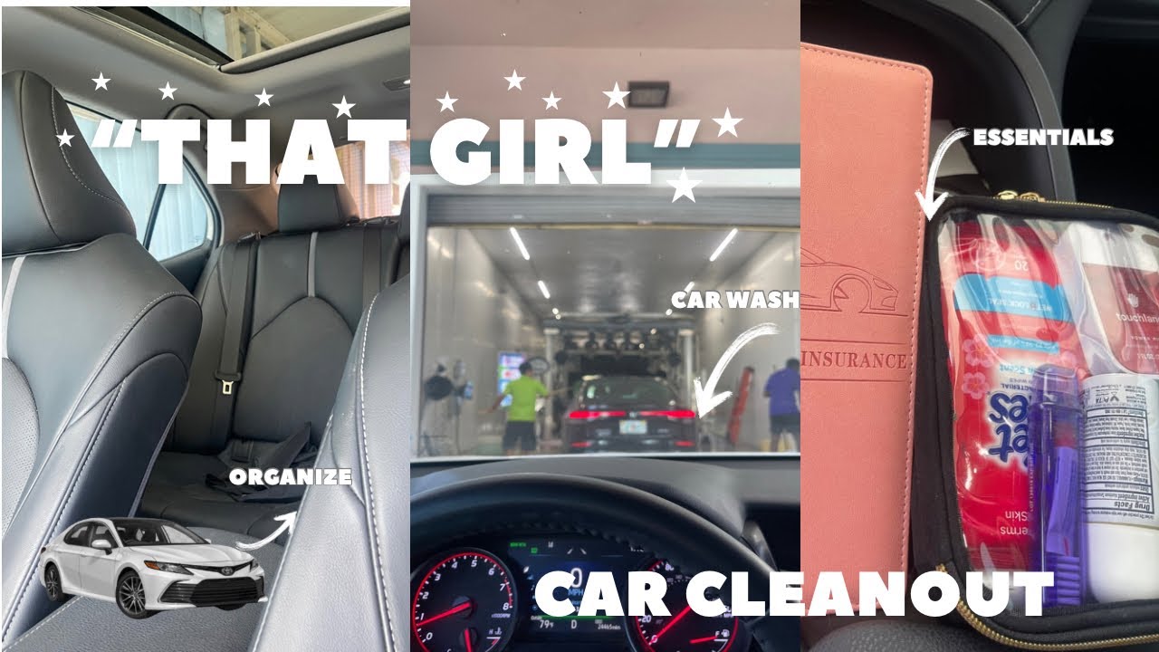 *THAT GIRL* CAR ESSENTIALS 🩷 car wash, organizine + declutter with me