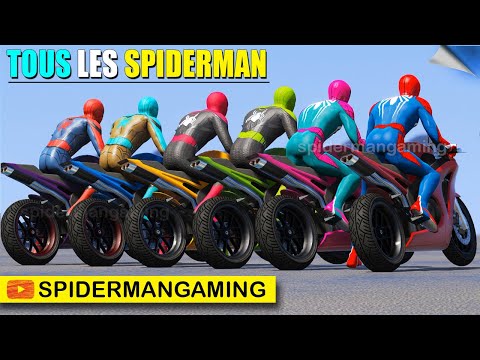 Tous les Spiderman difficiles défi de RAMPE de plage avec des motos de  sport- GTA V Mods 