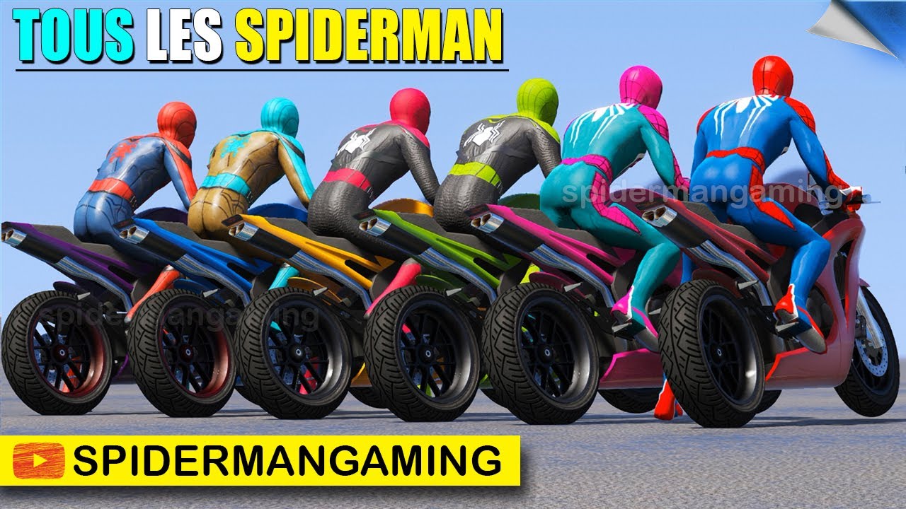 Tous les Spiderman difficiles défi de RAMPE de plage avec des motos de  sport- GTA V Mods - YouTube