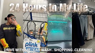 VLOG: Spend 24 Hours With Me | drive with me, shopping, car wash,  clean with me