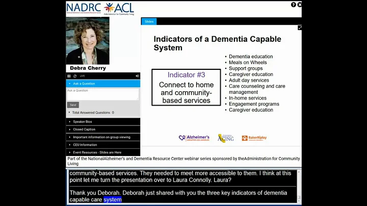 2018 NADRC Webinar (September 12, 2018): Improving Healthcare for Persons Living With Dementia