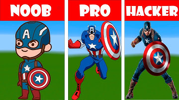 NOOB VS PRO VS HACKER Minecraft Pixel Art Captain America