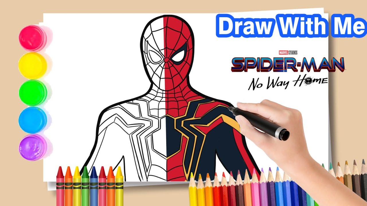🔴Drawing Spiderman No Way Home -🌟 How to Draw Spiderman | Coloring ...