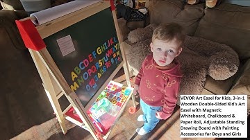VEVOR Art Easel for Kids, 3-in-1 Wooden Double-Sided with Magnetic Whiteboard, Chalkboard