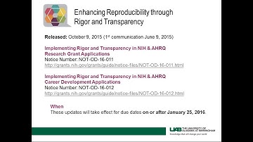 Rigor, Reproducibility & Transparency