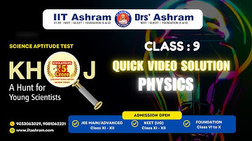✨ Class 9 – KHOJ 2025 Physics Video Solution Exam Date - 05.10.25  | IITASHRAM ✨