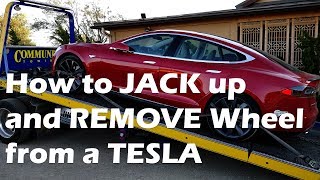 How to: JACK up and REMOVE Tesla wheel using a Hockey Puck