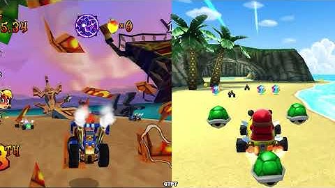 CRASH NITRO KART vs MARIO KART 7 | PlayStation 2 vs Nintendo 3DS | Side by Side Graphics Comparison