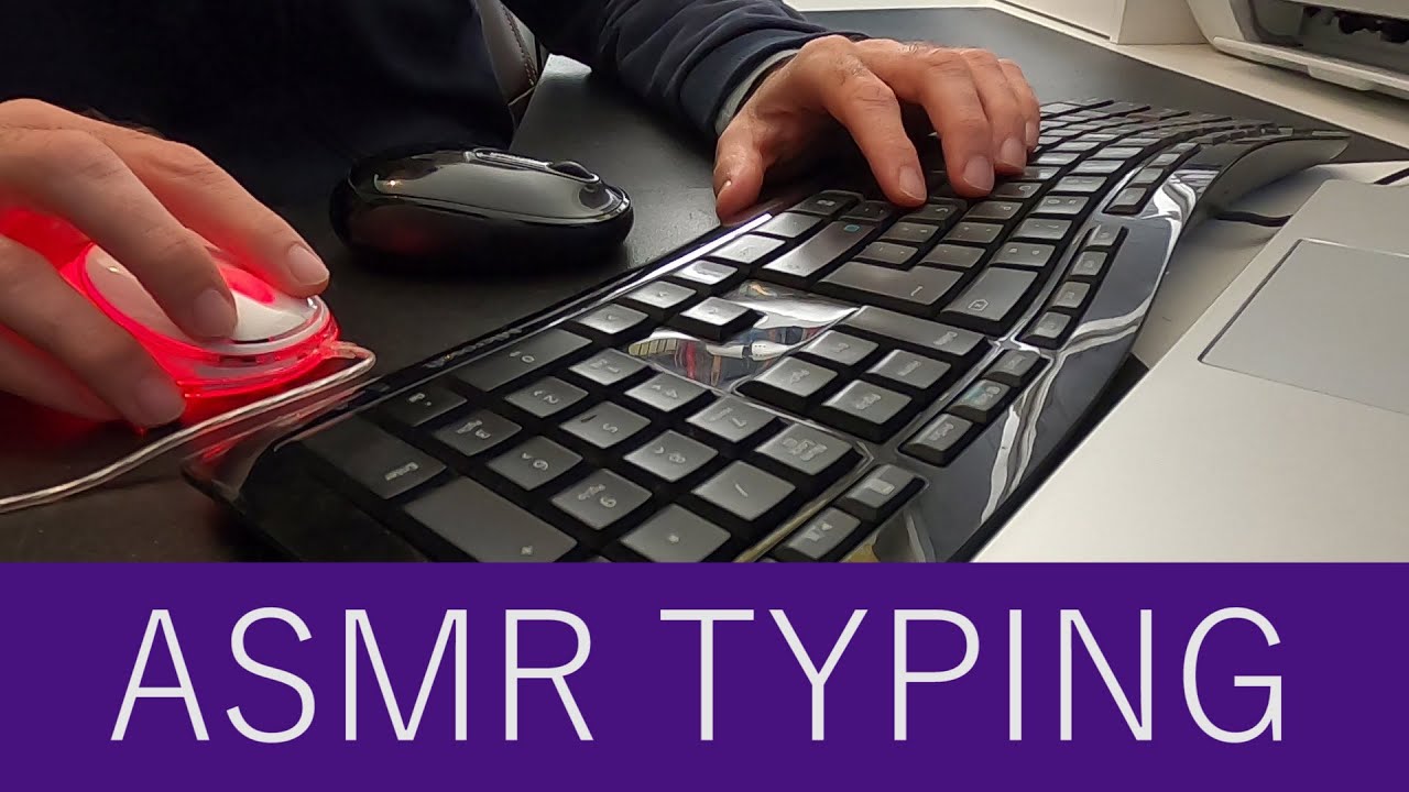 CALM KEYBOARD TYPING ASMR with mouse clicks, soft breathing and sighs ...