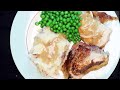 Roast Chicken Dinner — Gravy, Mashed Potatoes, Peas