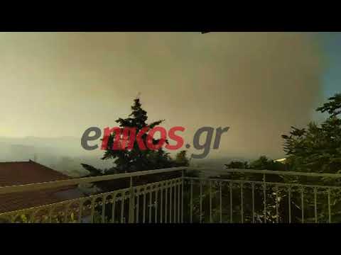 enikos.gr -Η φωτιά στην Πεντέλη όπως φαίνεται από την Παιανία