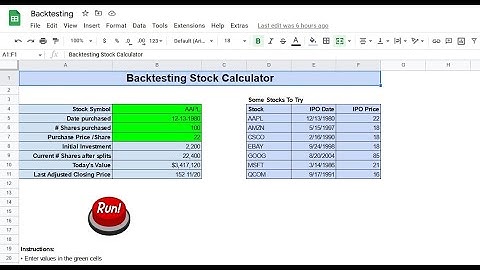 Google Sheets - Backtesting Stocks