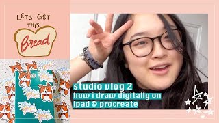 studio vlog 02 || how i draw digitally on ipad + apple pencil + procreate (basically a draw with me)