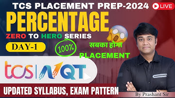 Master Percentage Tricks to Crack TCS! Day 1 - Percentage with Prashant Sir 🔥 | #tcsnqt2024