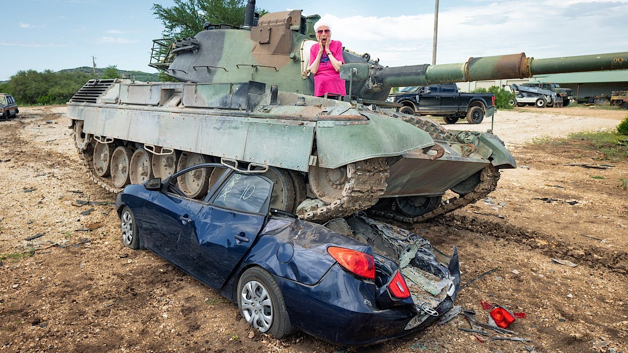 Abrams Tank Running Over Car