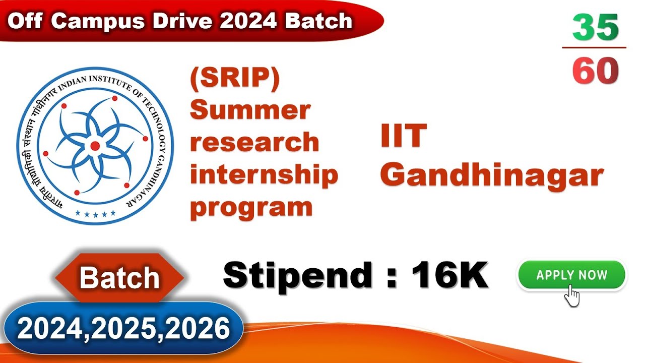 IIT Gandhinagar Summer research internship program (SRIP) 2024SUMMER