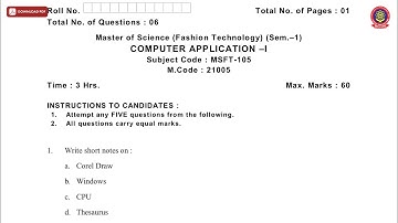 MSC 1ST SEM FT COMPUTER APPLICATION 1ST NOV 2019 | PTU
