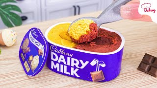 [Mini Cake ] Frozen Miniature Dairy Milk Caramello & Chocolate Ice Cream Recipe | Mini Bakery