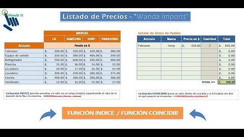 Como usar Función Indice y Función Coincidir - Excel