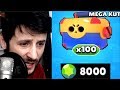 Delirdim!  8.000 TAŞA 100 MEGA KUTU AÇTIM! Brawl Stars