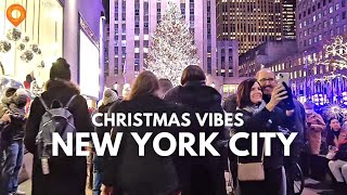 New York Christmas Walk - Rockefeller Center & Times Square Street Performance[4K]