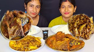 Huge Lunch 🤤Katla Macher Jhol, Macher Matha Badhakopi Spicy Curry Eating Challenge @DipaPapiya