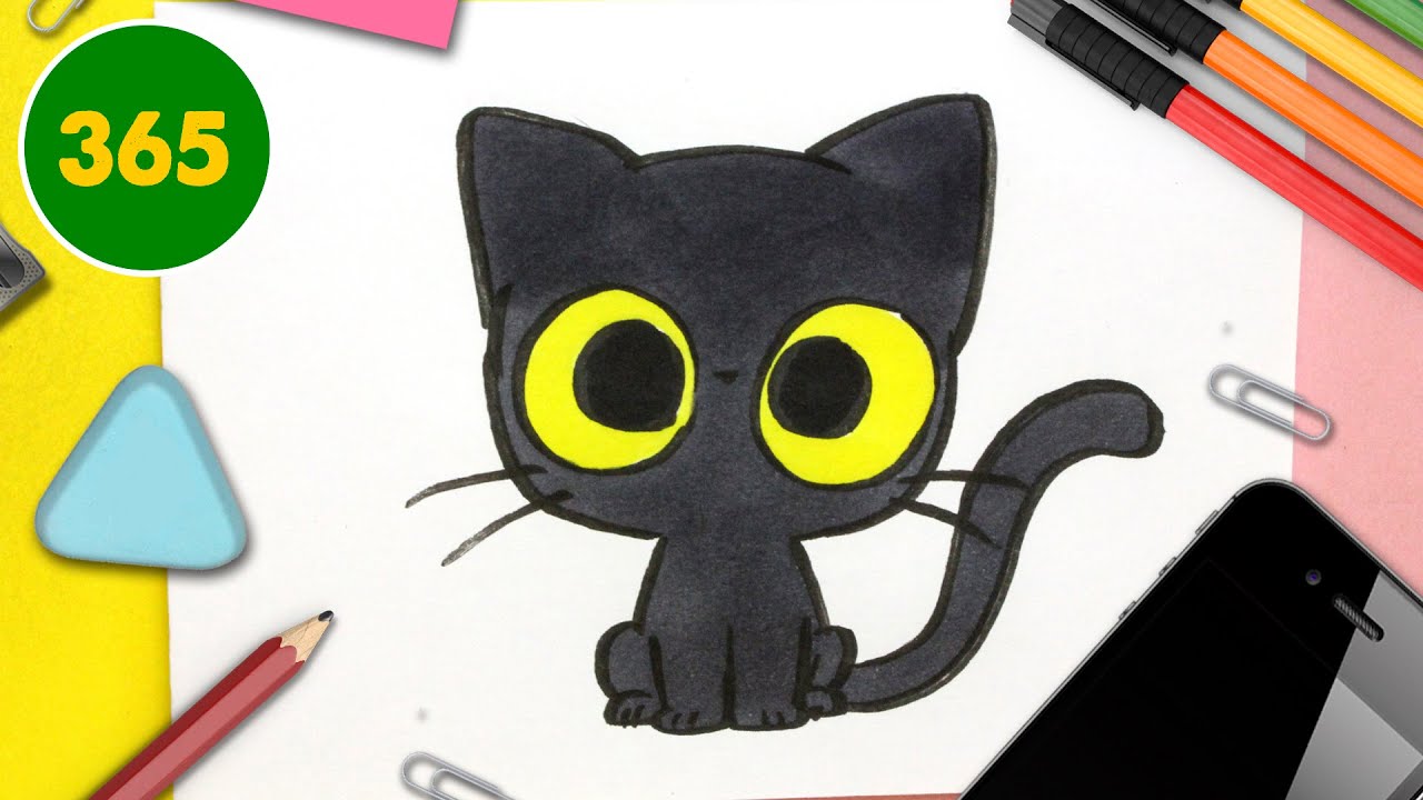 COME DISEGNARE GATTO KAWAII - Come disegnare animali - YouTube