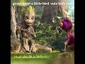 baby groot happy with little bird ❤️🐥 #edit #shorts #comments