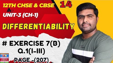 Exercise 7b Q.1 || differentiability || elements of mathematics class 12 th math solution ||