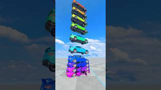 Colorful Cars Fall Crash - BeamNG drive screenshot 5