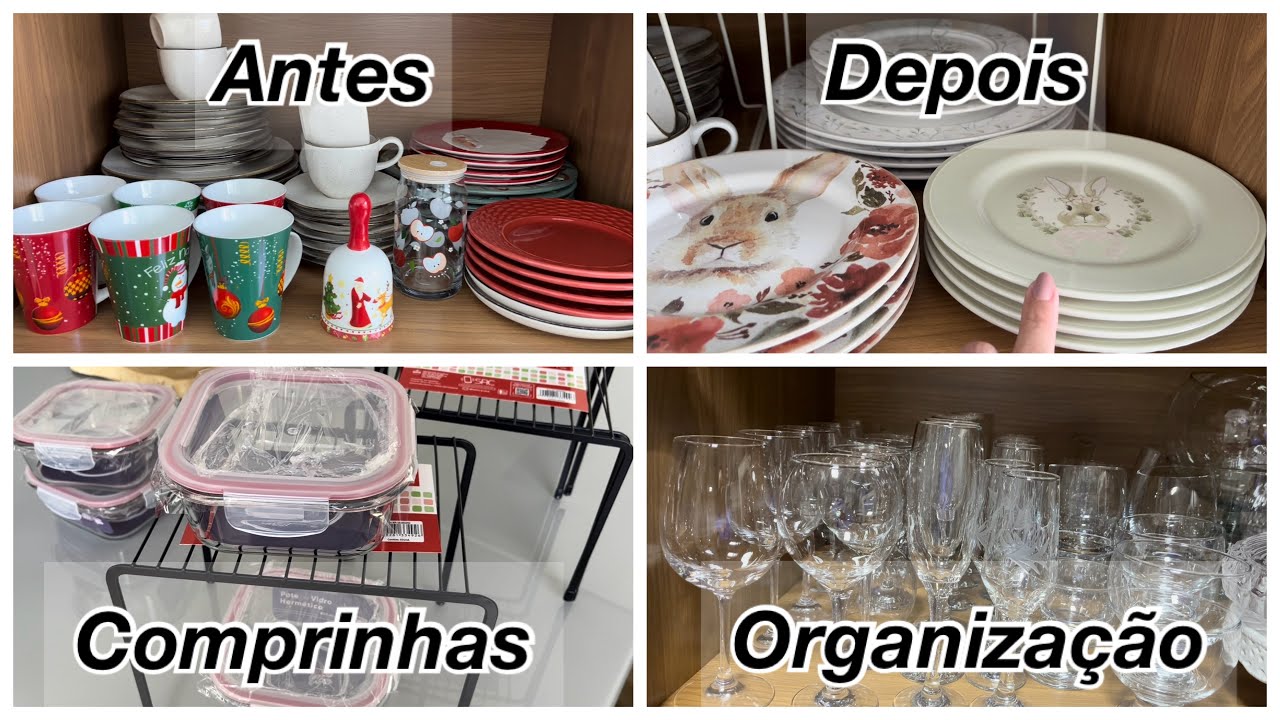 Comprinhas + Retirando os pratos de Natal e colocando os de Páscoa + lavando as taças