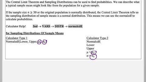 Math 209 : 7.3 #1, #2, #3, #4 (Statistics Tutorial : Using Central Limit Theorem For Probabilities)
