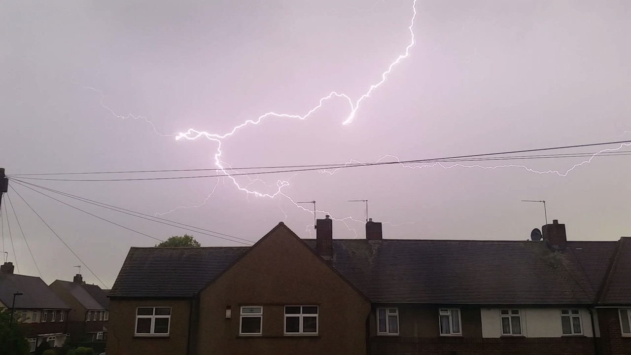 Hailstones & Lightning In London.