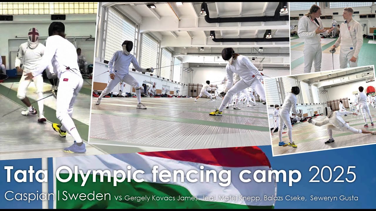 Tata Olympic fencing camp epee training bout Caspian P.Törn vs Kovacs, Jeal, Knepp, Balazs, Gusta