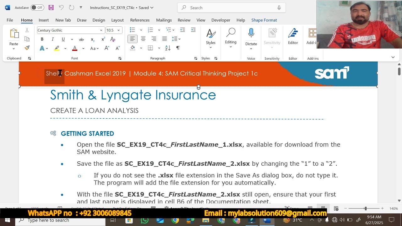 Shelly Cashman Excel 2019 Module 4 SAM Critical Thinking Project 1c  | Smith & Lyngate Insurance