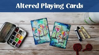 Altered Playing Cards with Watercolors and Oil Pastels