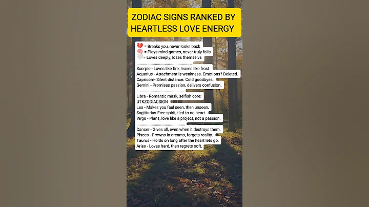 Zodiac Sign Ranked By Heartless Love Energy #zodiac #zodiacsigns #astrology #tarot  #horoscope