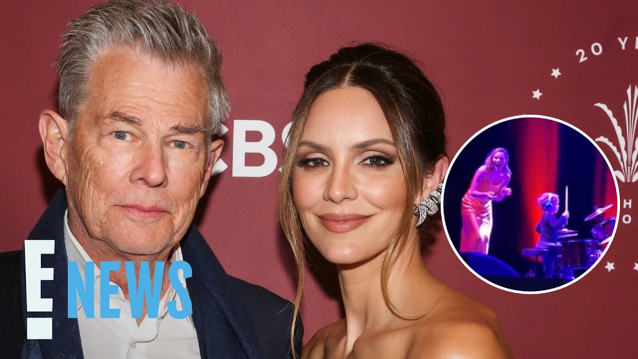 Katharine McPhee & David Foster's Son Rennie Shows Off Drumming Skills On Stage