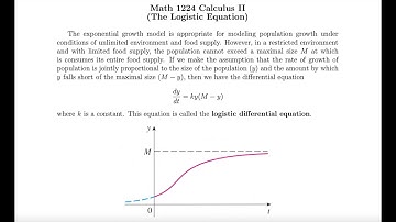 MAT 1224 Section 4.4: The Logistic Equation