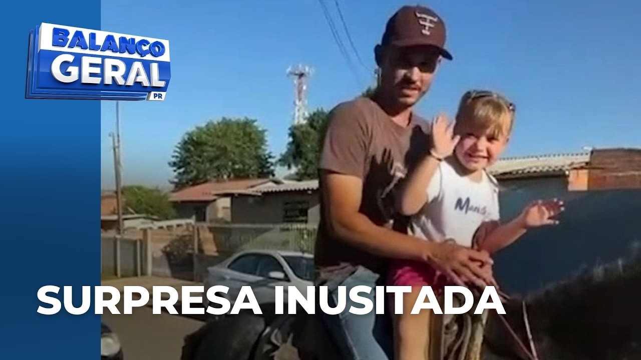 Garotinha fica emocionada ao ver padrasto chegar a cavalo para buscá-la em escola no Paraná